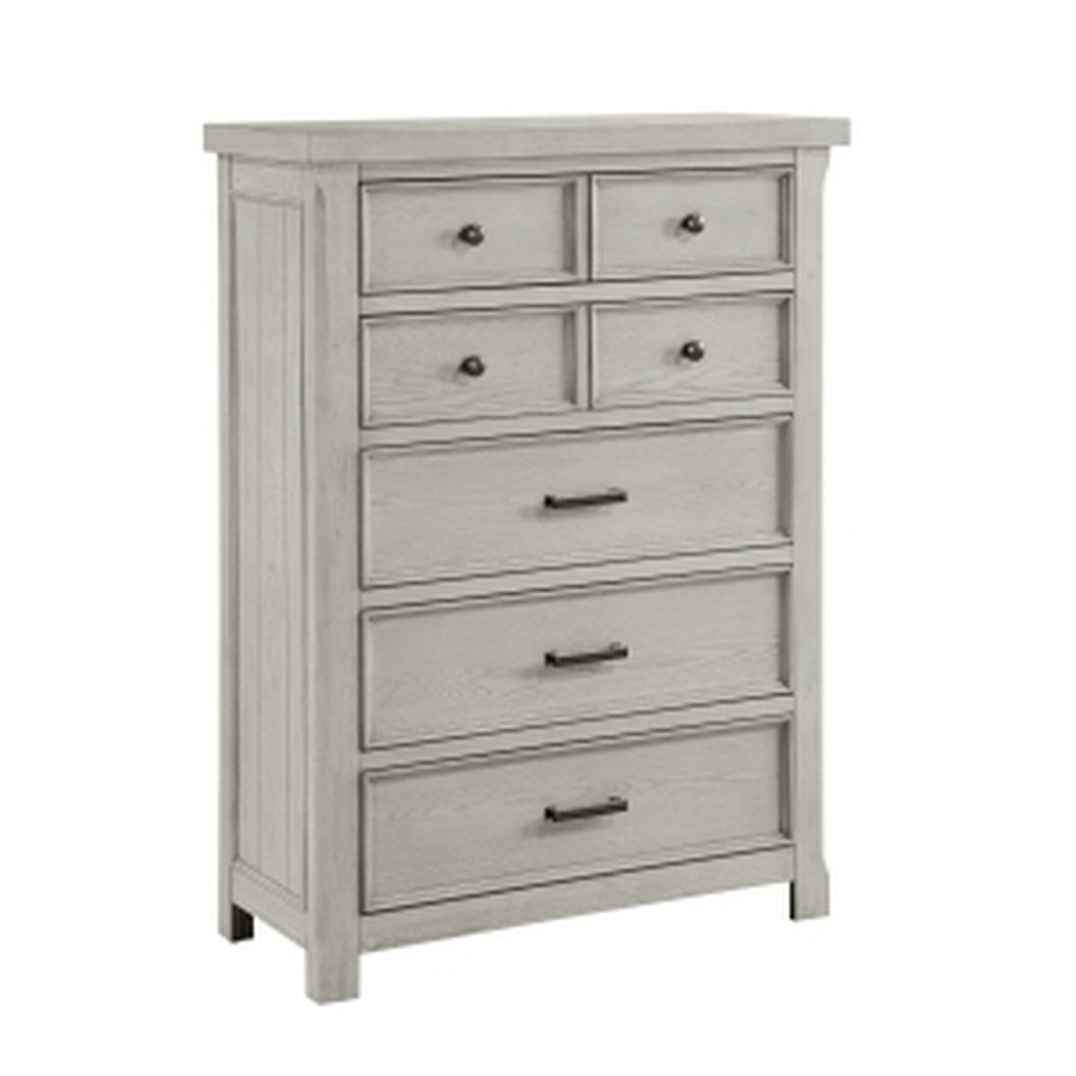 Myna 57 Inch Tall Dresser Chest With 7 Drawers, Rustic White Oak Veneer