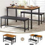 Modern 3-Piece Dining Set with Expandable Kitchen Table and 2 Backless Benches