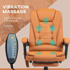 Brown 7 Mode Vibrating High Back Executive Massage Adjustable Office Chair