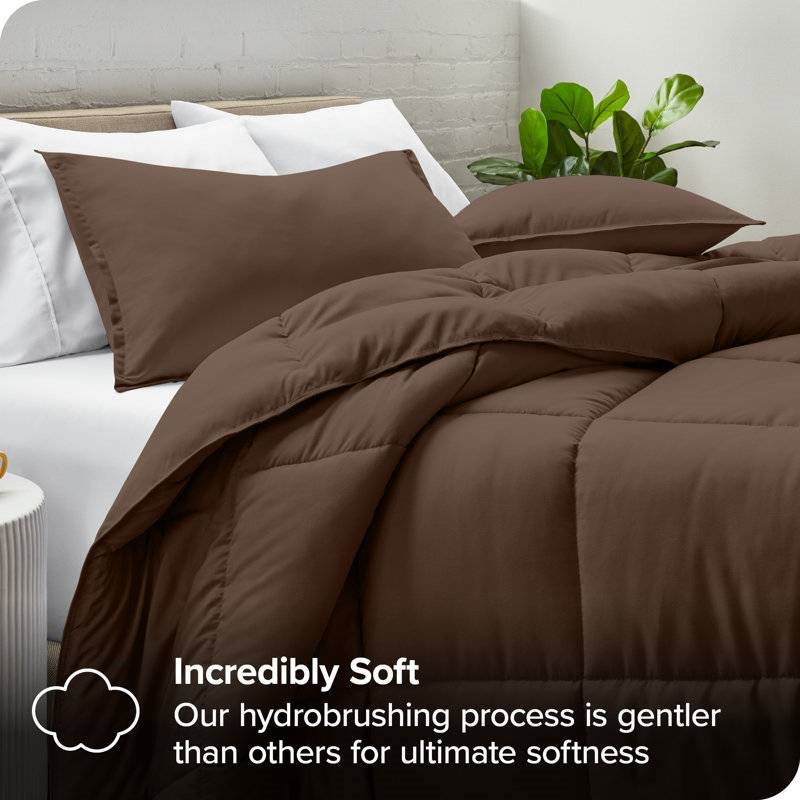 Twin size Down Alternative Comforter Set in Chocolate Brown Color