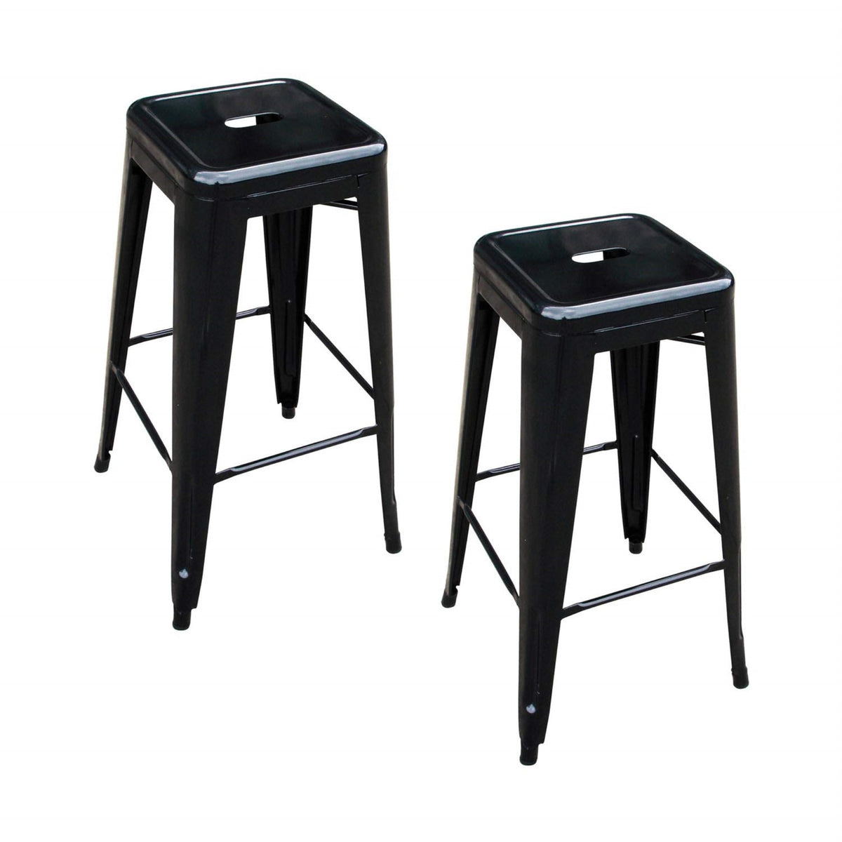 Offex Industrial Modern Loft Metal Bar Stool  Silver, 2 Piece