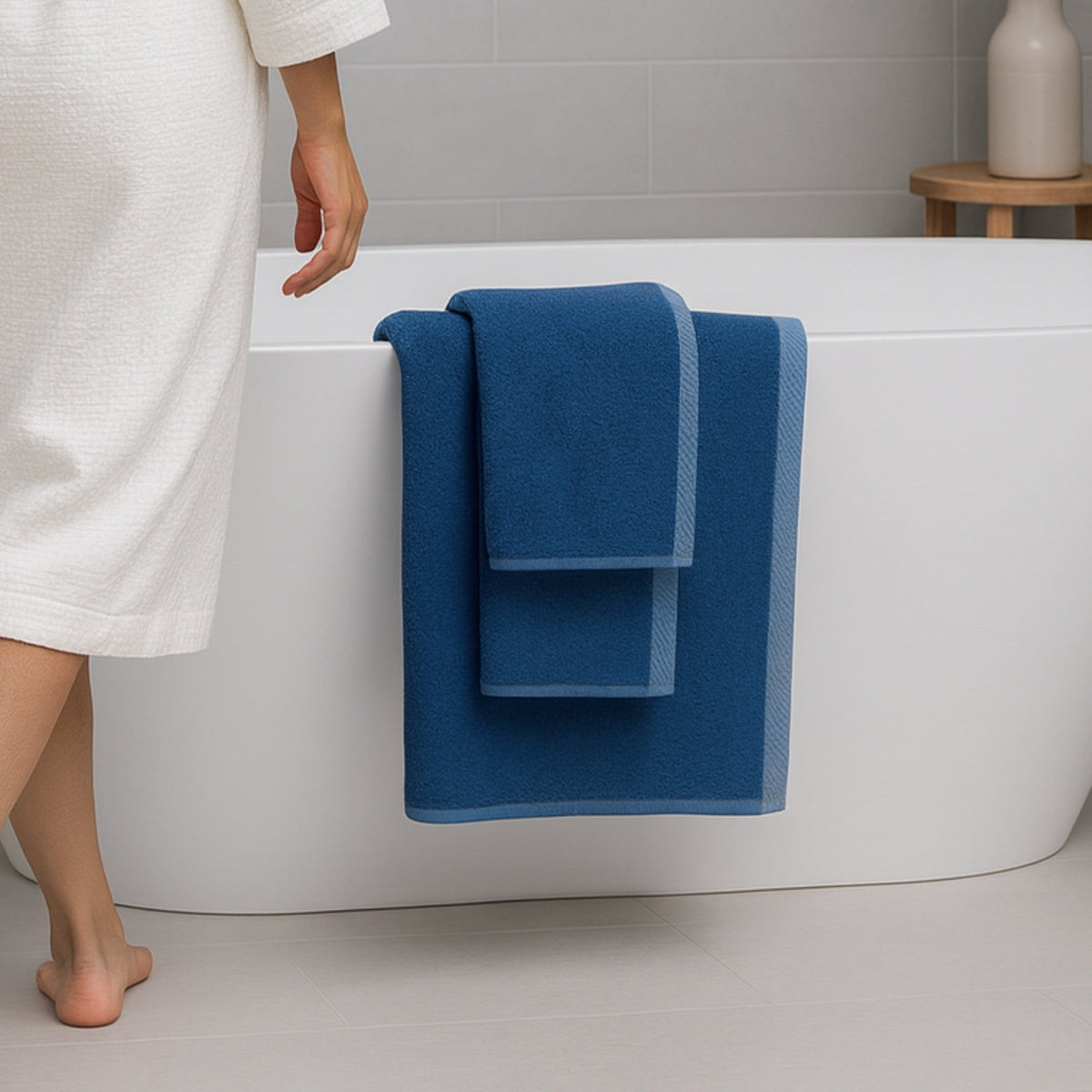 Plush Bamboo Towel Set - Viscose from Bamboo + Cotton - 3pc - Indigo