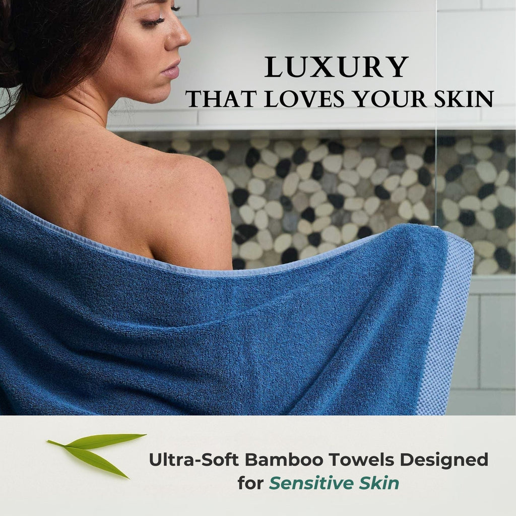 Plush Bamboo Towel Set - Viscose from Bamboo + Cotton - 3pc - Indigo