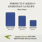 Plush Bamboo Towel Set - Viscose from Bamboo + Cotton - 3pc - Indigo