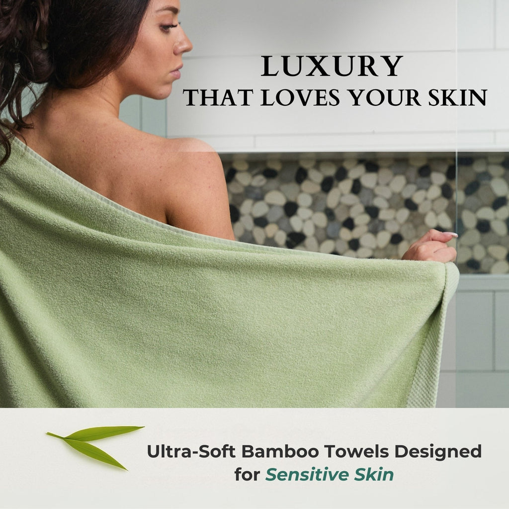 Plush Bamboo Towel Set - Viscose from Bamboo + Cotton - 3pc - Sage