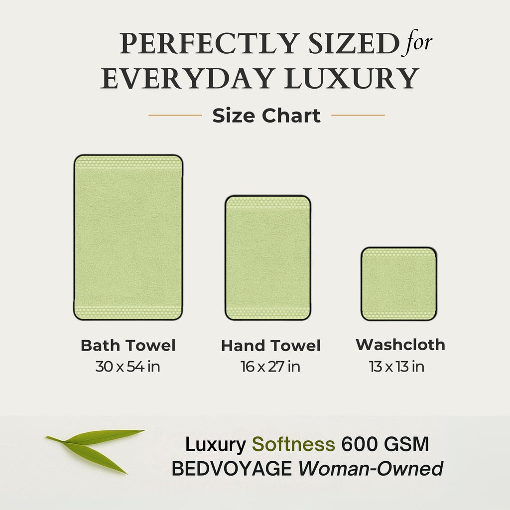 Plush Bamboo Towel Set - Viscose from Bamboo + Cotton - 3pc - Sage