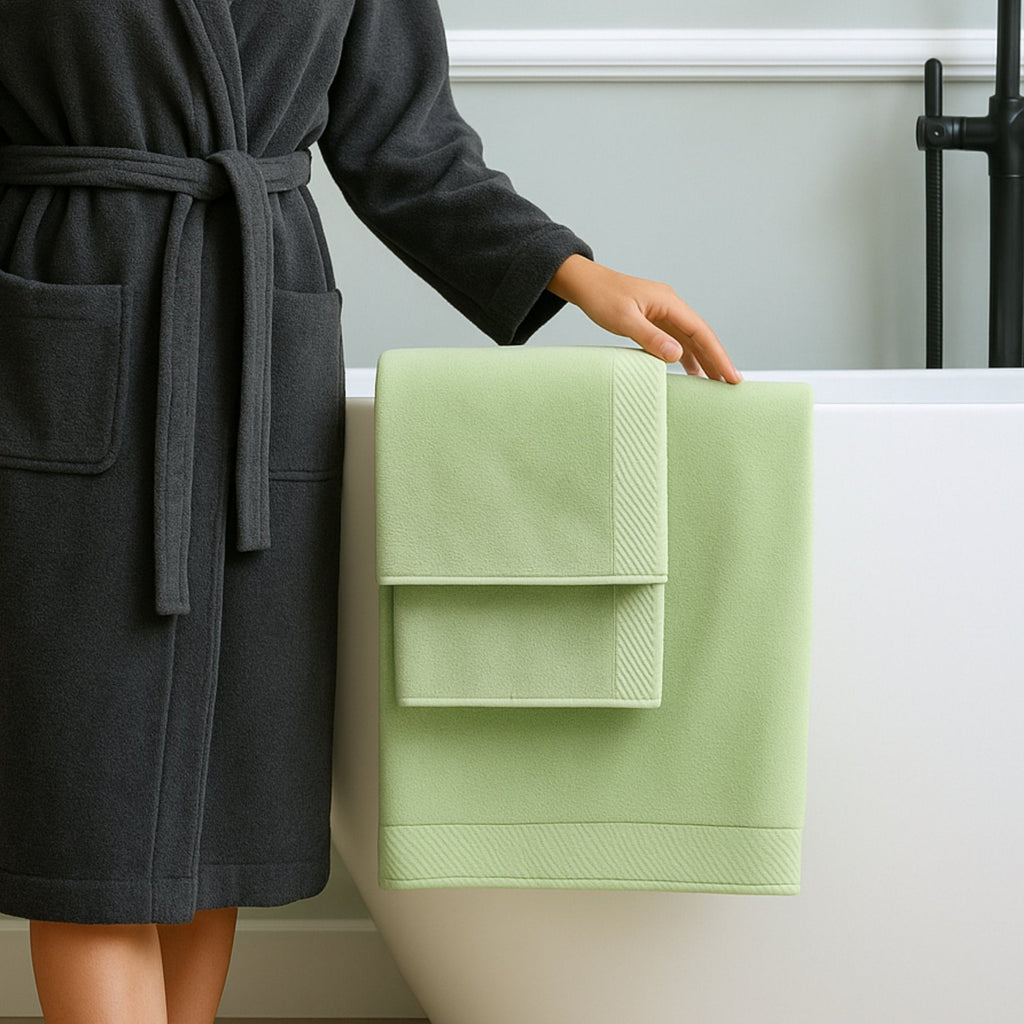 Plush Bamboo Towel Set - Viscose from Bamboo + Cotton - 3pc - Sage
