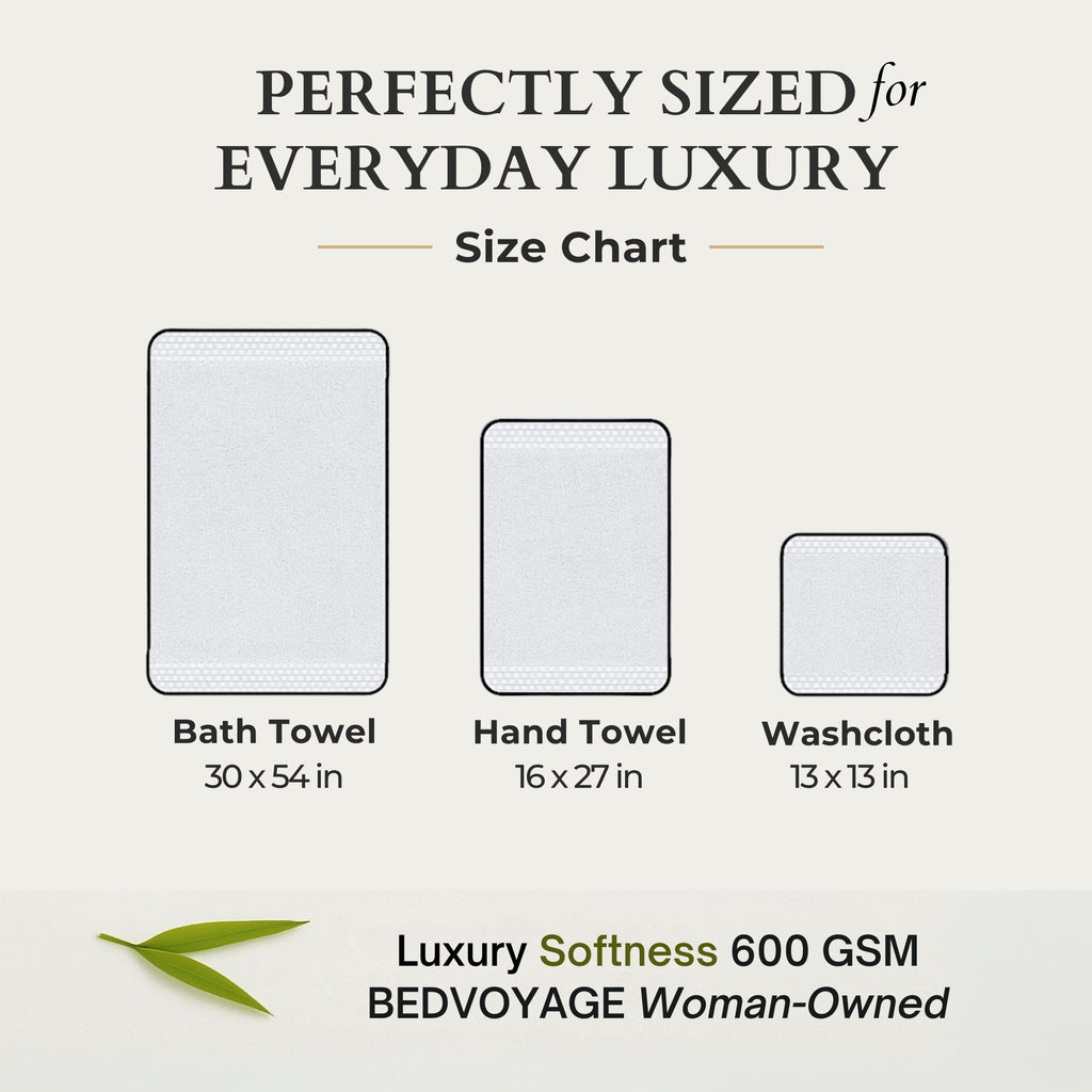 Plush Bamboo Towel Set - Viscose from Bamboo + Cotton - 3pc - White