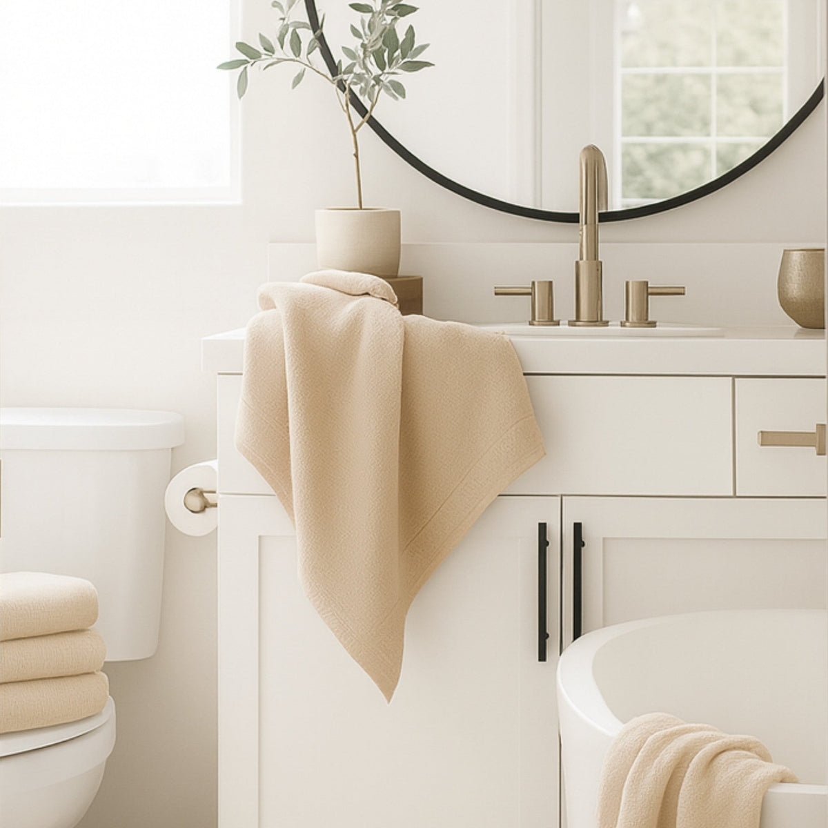 Plush Bamboo Towel Set - Viscose from Bamboo + Cotton - 8pc - Champagne