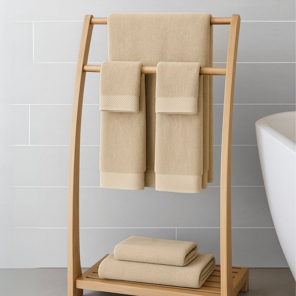 Plush Bamboo Towel Set - Viscose from Bamboo + Cotton - 8pc - Champagne