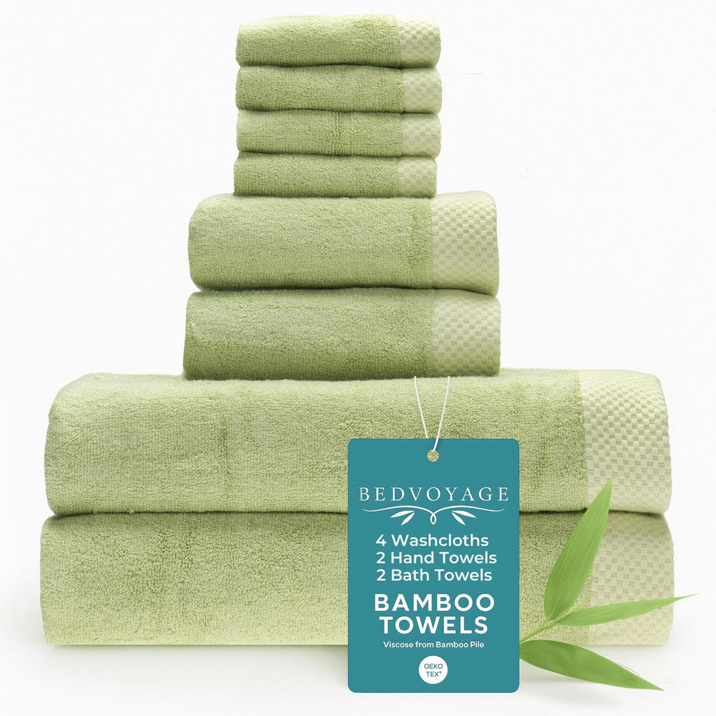 Bamboo Cotton Towel Set - Viscose from Bamboo + Cotton - 8pc - Sage