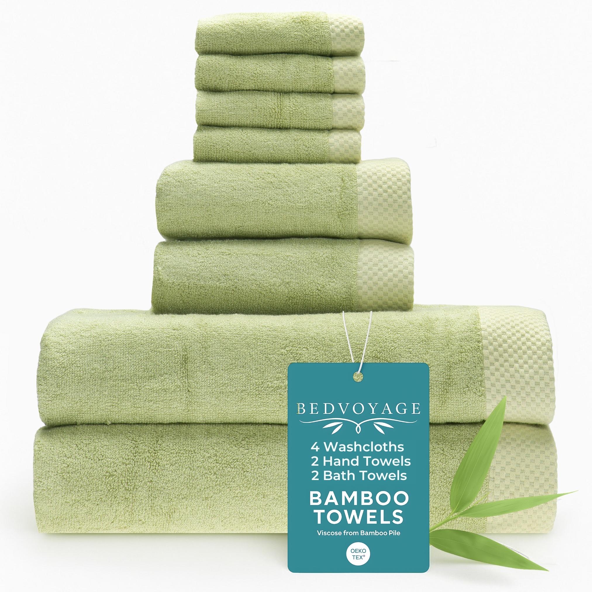 Bamboo Cotton Towel Set - Viscose from Bamboo + Cotton - 8pc - Sage