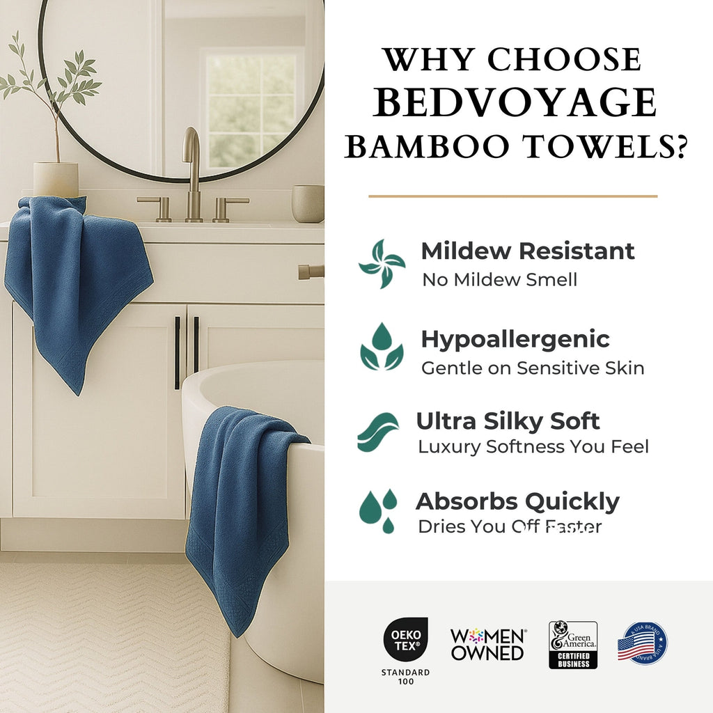 Plush Bamboo Bath Towel - Viscose from Bamboo + Cotton - Indigo
