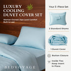 Bamboo Duvet Cover Set - 100% Viscose from Bamboo - 3pc - Sky