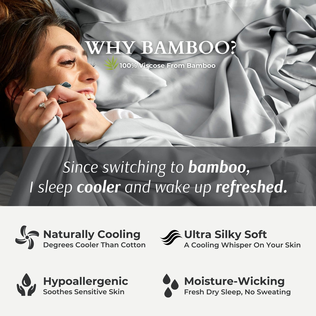 Bamboo Quilted Coverlet - 100% Viscose from Bamboo - Stone