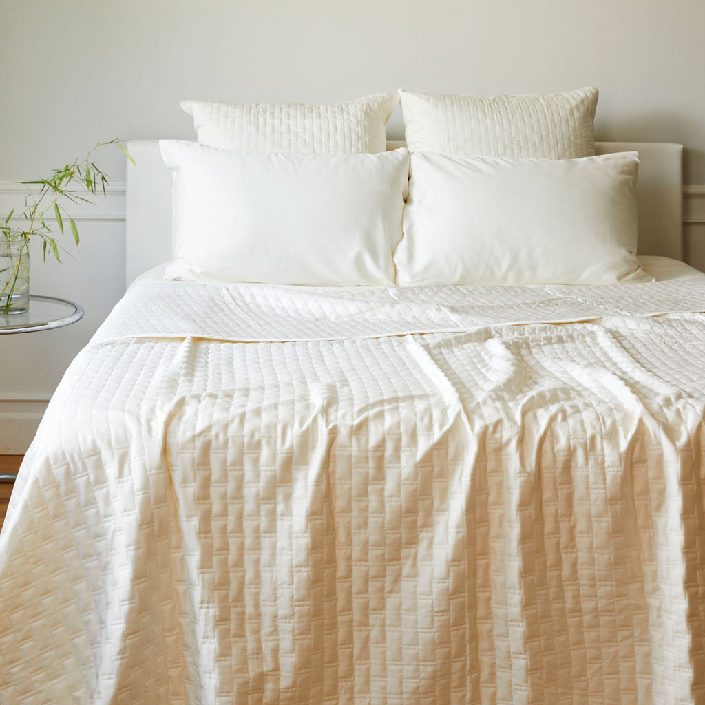 Bamboo Quilted Coverlet - 100% Viscose from Bamboo - Ivory