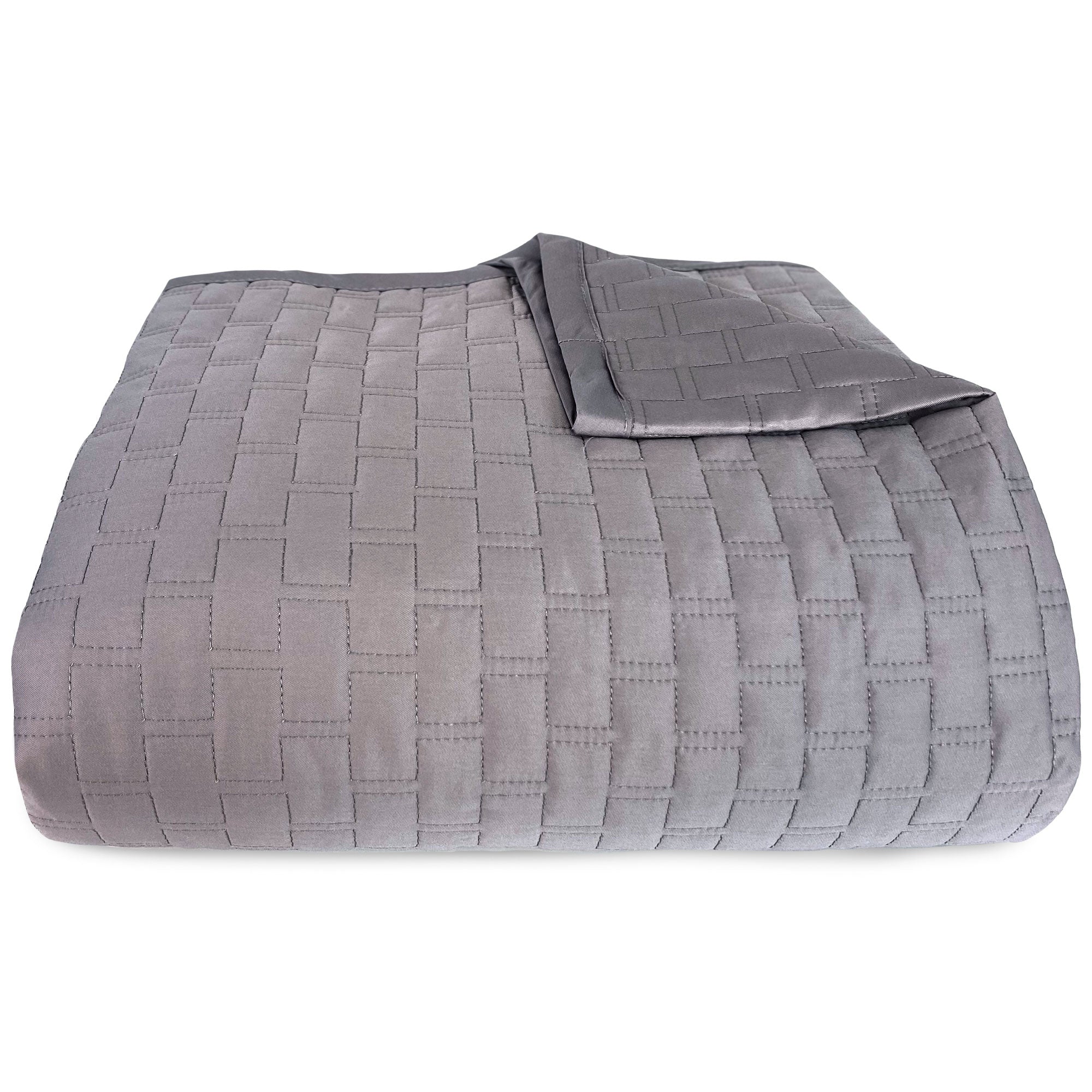 Bamboo Quilted Coverlet - 100% Viscose from Bamboo - Platinum
