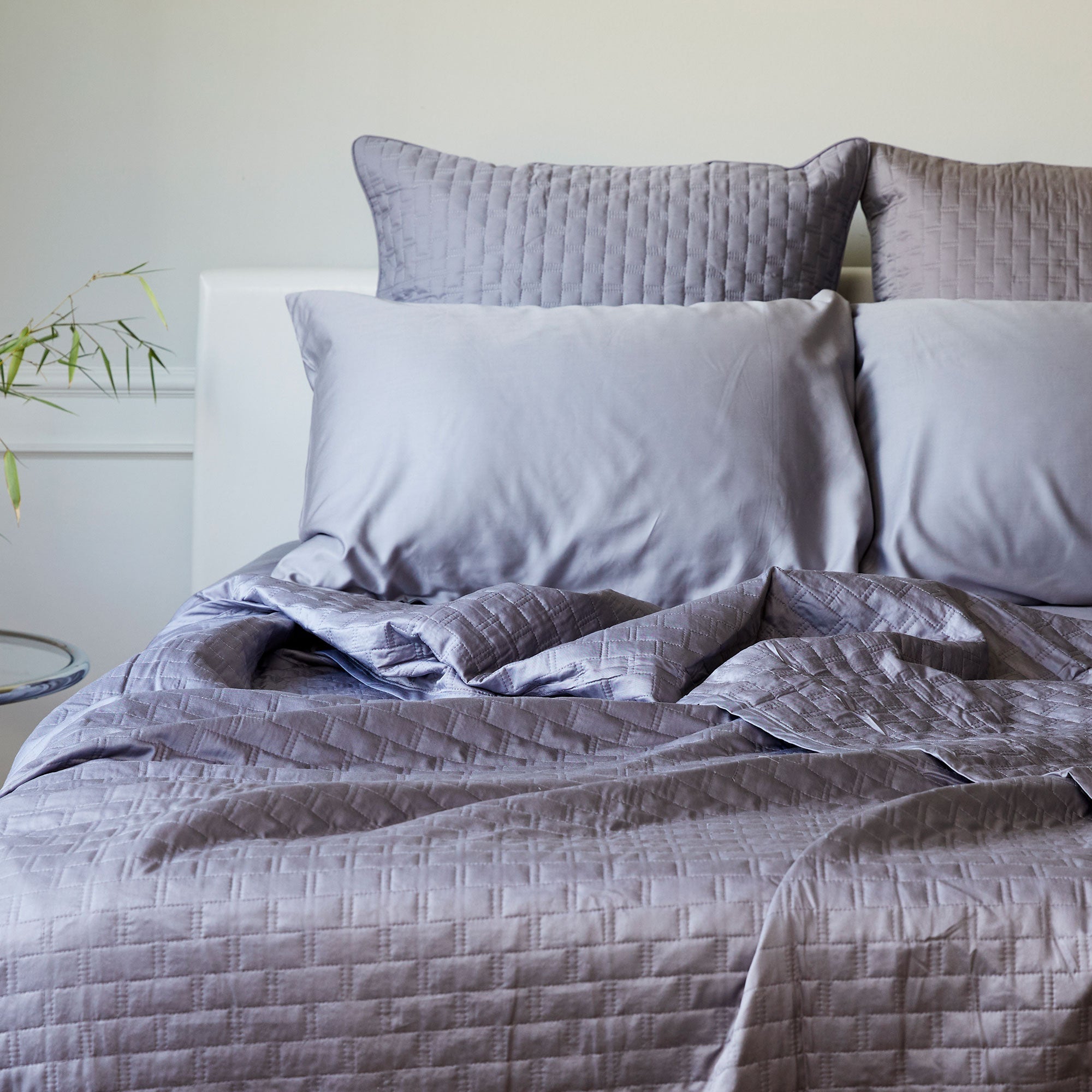 Bamboo Quilted Sham - 100% Viscose from Bamboo - 1pc - Euro - Platinum