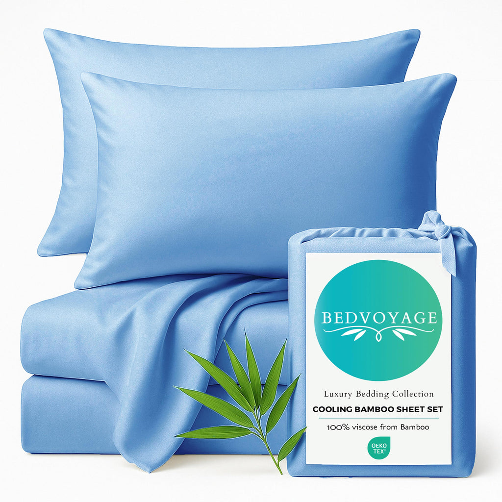 Cooling Bamboo Sheet Set - 100% Viscose from Bamboo - Ocean