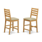 East West Furniture CAFE5-OAK-C 5 Piece Counter Height Pub Set Includes a Square Dining Table and 4 Linen Fabric Dining Room Chairs, 42x42 Inch, Oak