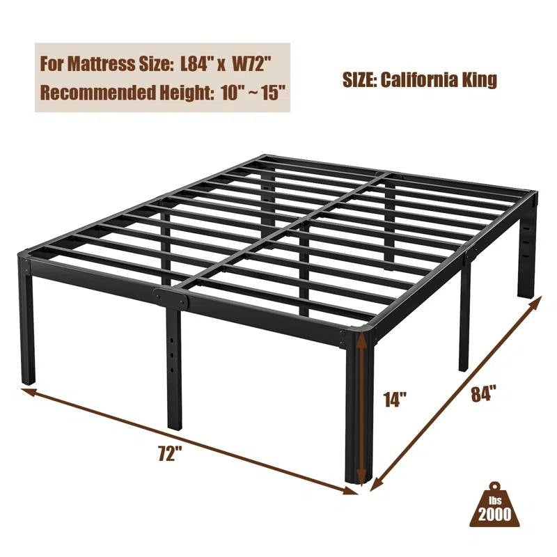 California King size Heavy Duty Metal Bed Frame with Round Edge Legs