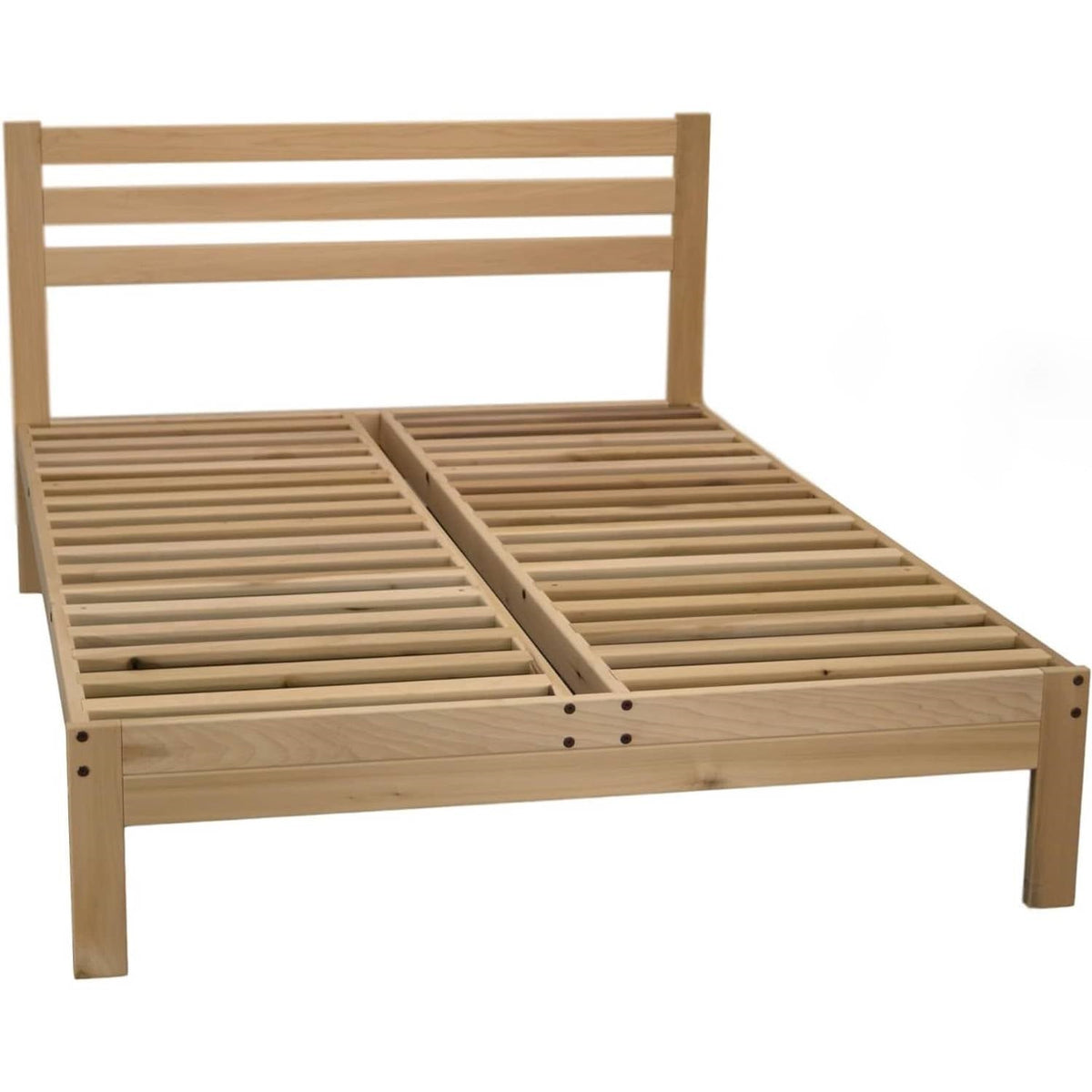 CA size Solid Wood Platform Bed Frame with Slatted Headboard - Made in USA