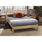 CA size Solid Wood Platform Bed Frame with Slatted Headboard - Made in USA