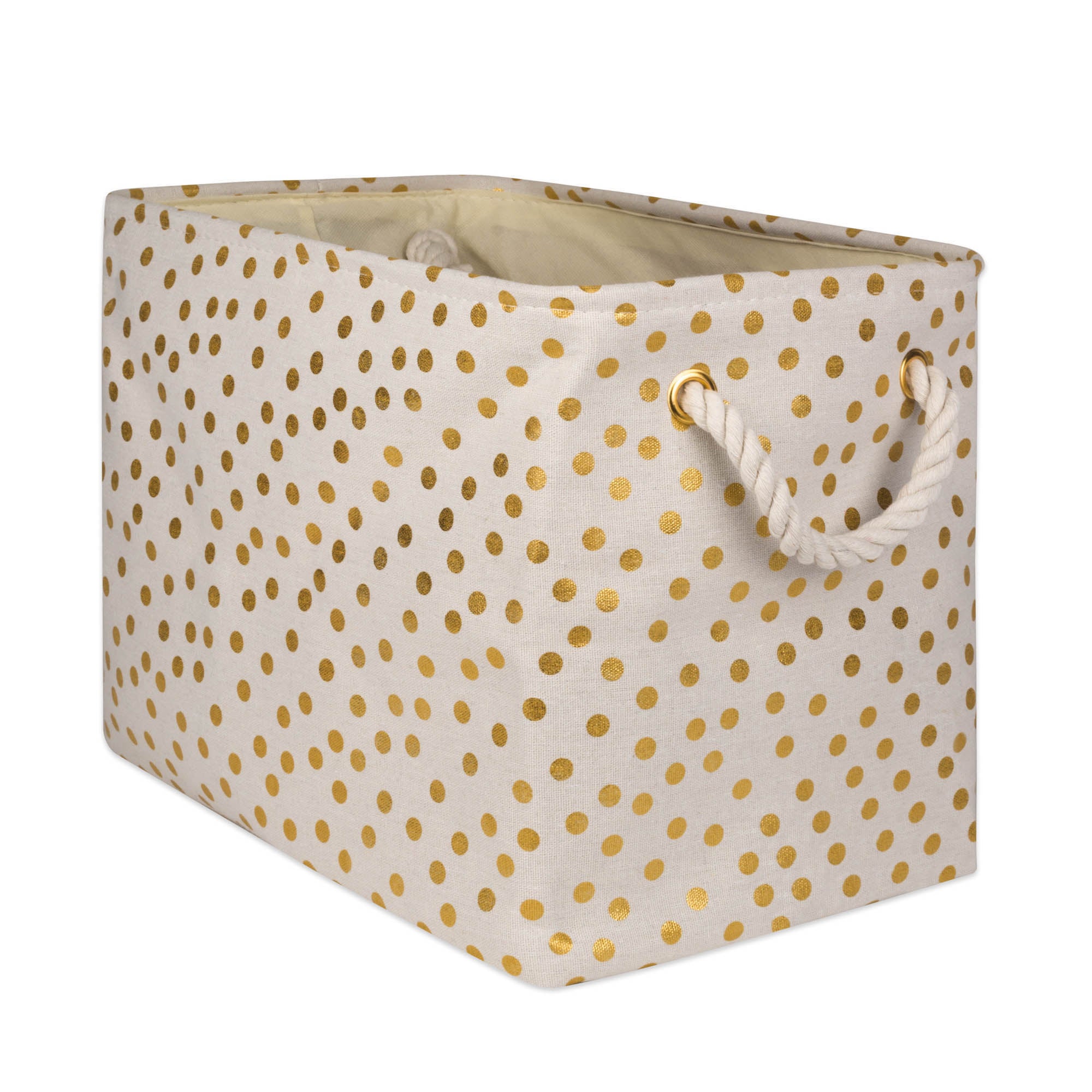 DII Polyester Bin Dots Gold Rectangle Large
