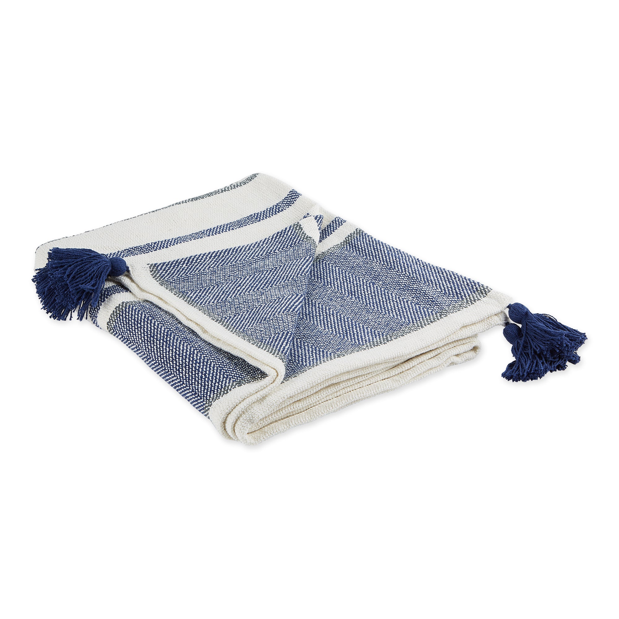 Dii Navy & Mineral 2-Tone Chevron Stripe Throw