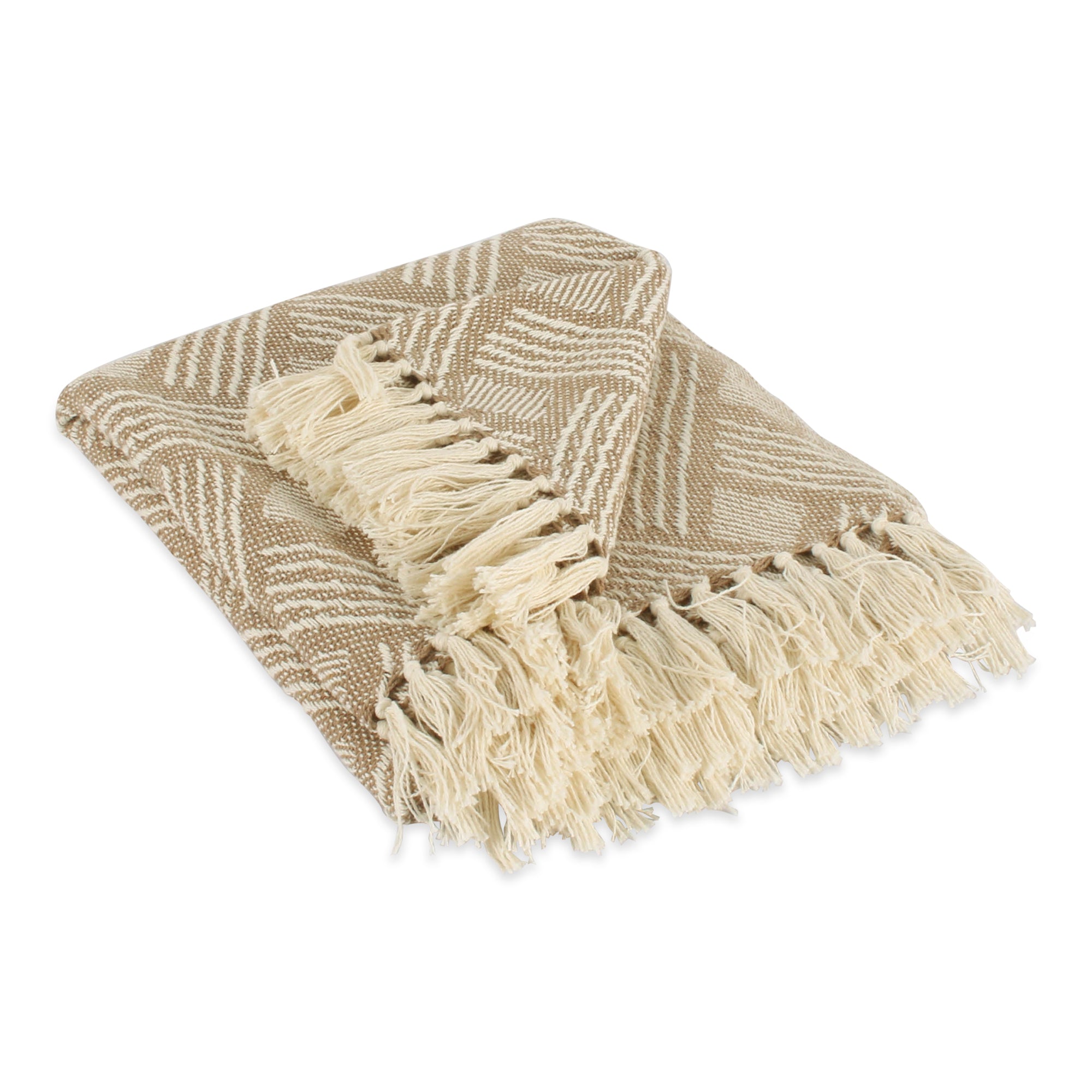 Dii Basketweave Woven Throw, 50X60' With 3' Fringe, Stone, 1 Piece