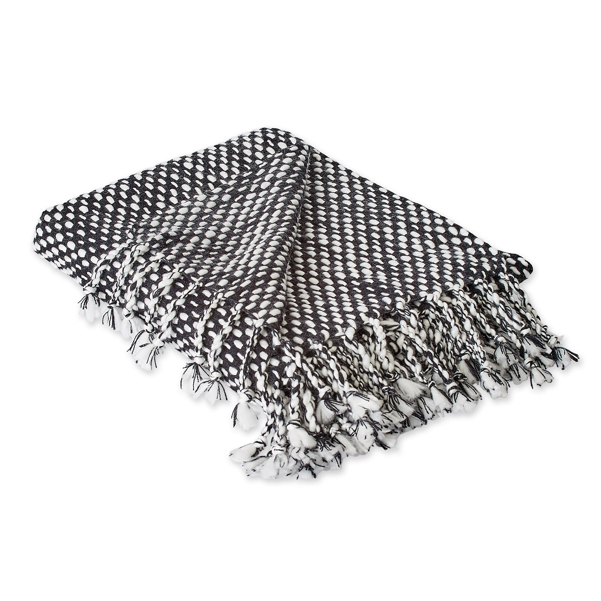Dii Black & White Textured Acrylic Throw