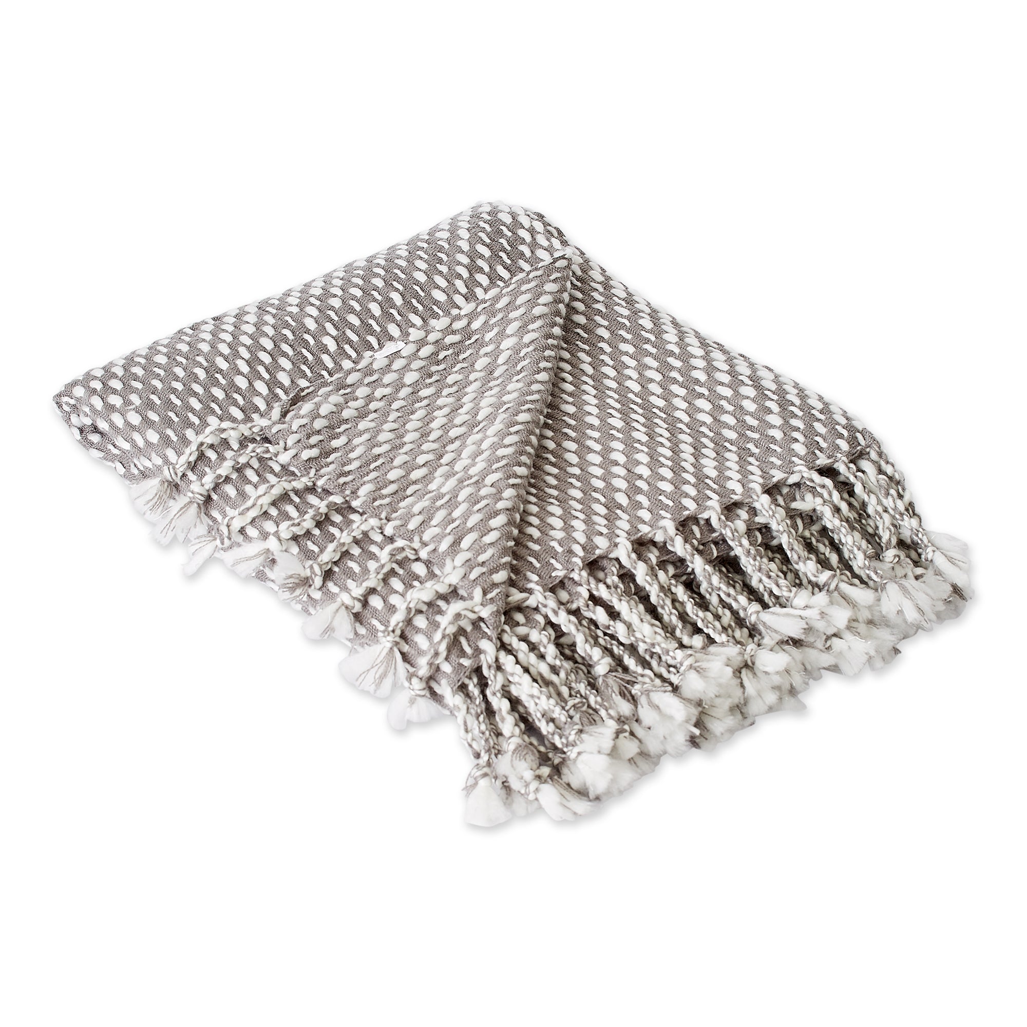 Dii Gray & White Textured Acrylic Throw