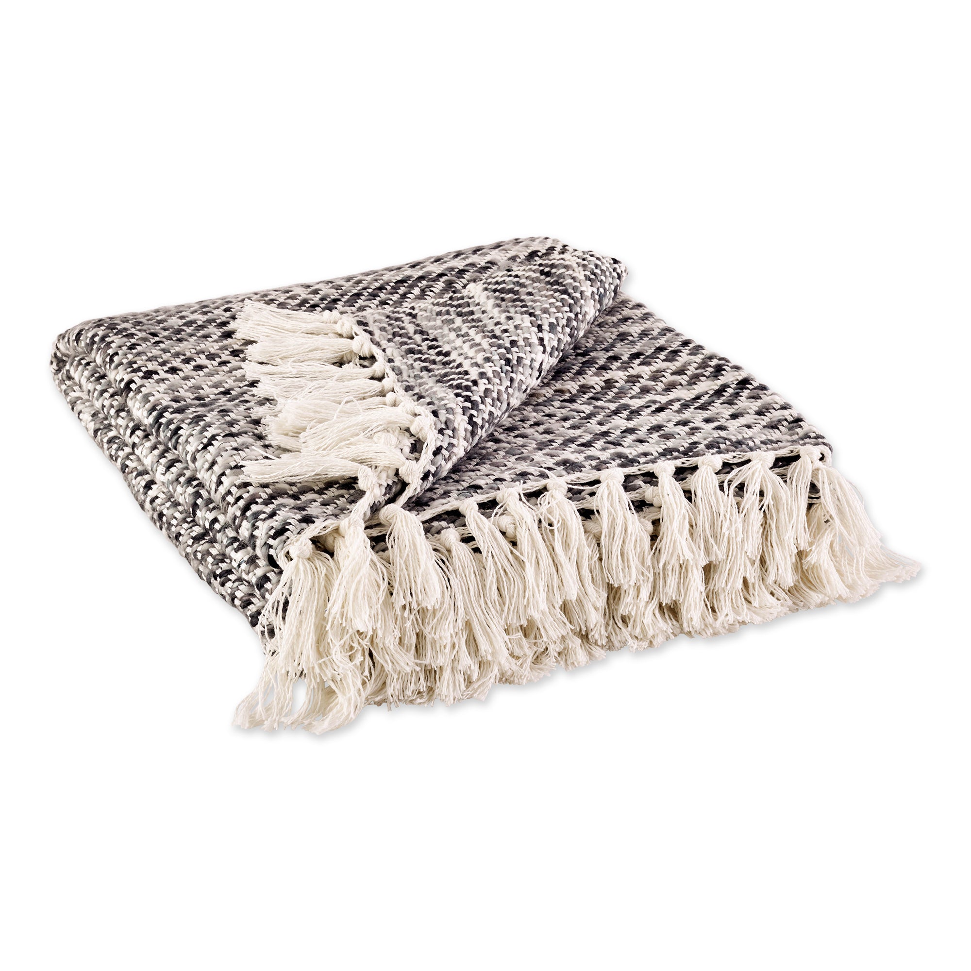 Dii Gray Tone Diagonal Stripe Acrylic Throw