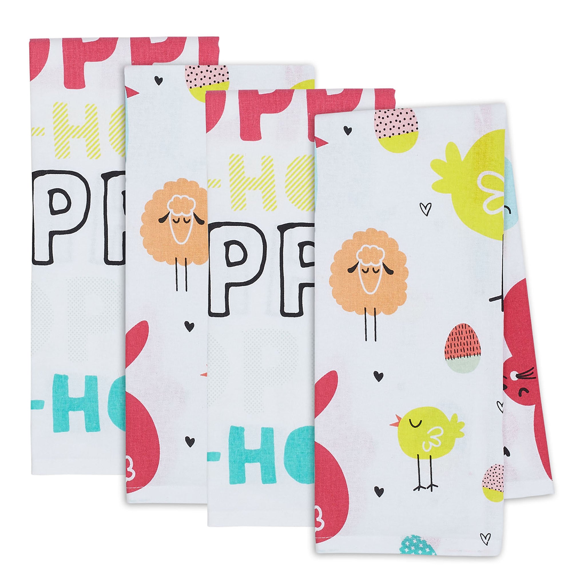 DII Hippity Hoppity Dishtowel Set, 18x28, 4 Piece