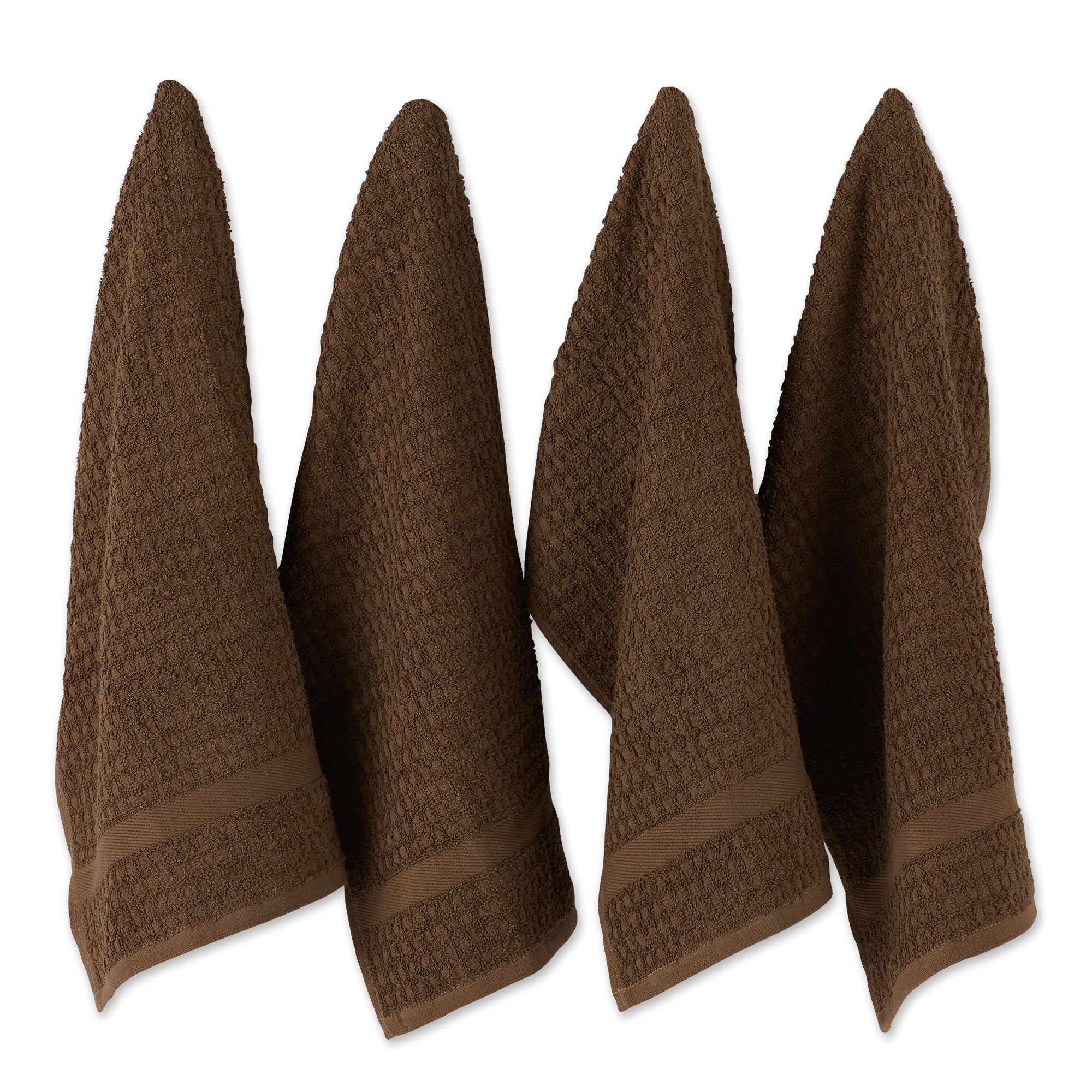SOLID BROWN WAFFLE TERRY DISHTOWEL SET/4