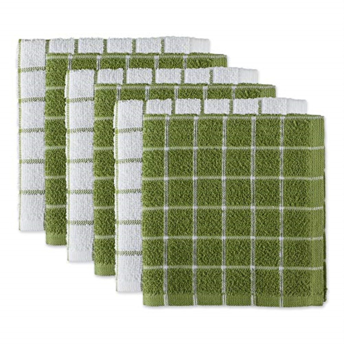 DII Antique Green Combo Windowpane Dishcloth Set of 6