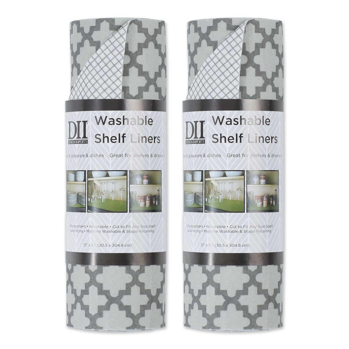 DII Gray Lattice Shelf Liner (Set of 2)