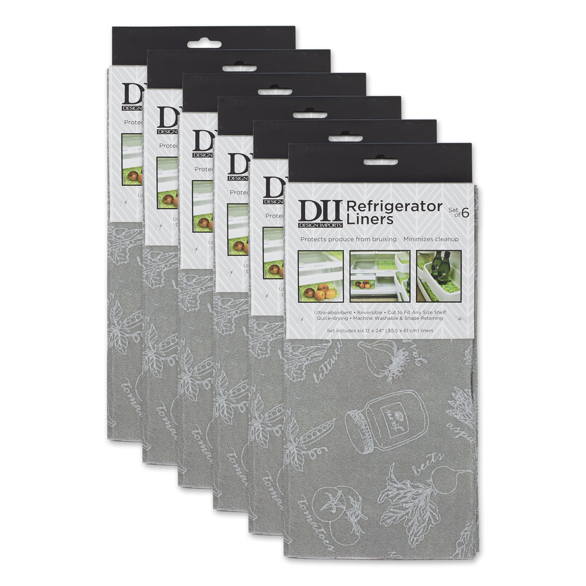 DII Gray Market Print Fridge Liner (Set of 6)