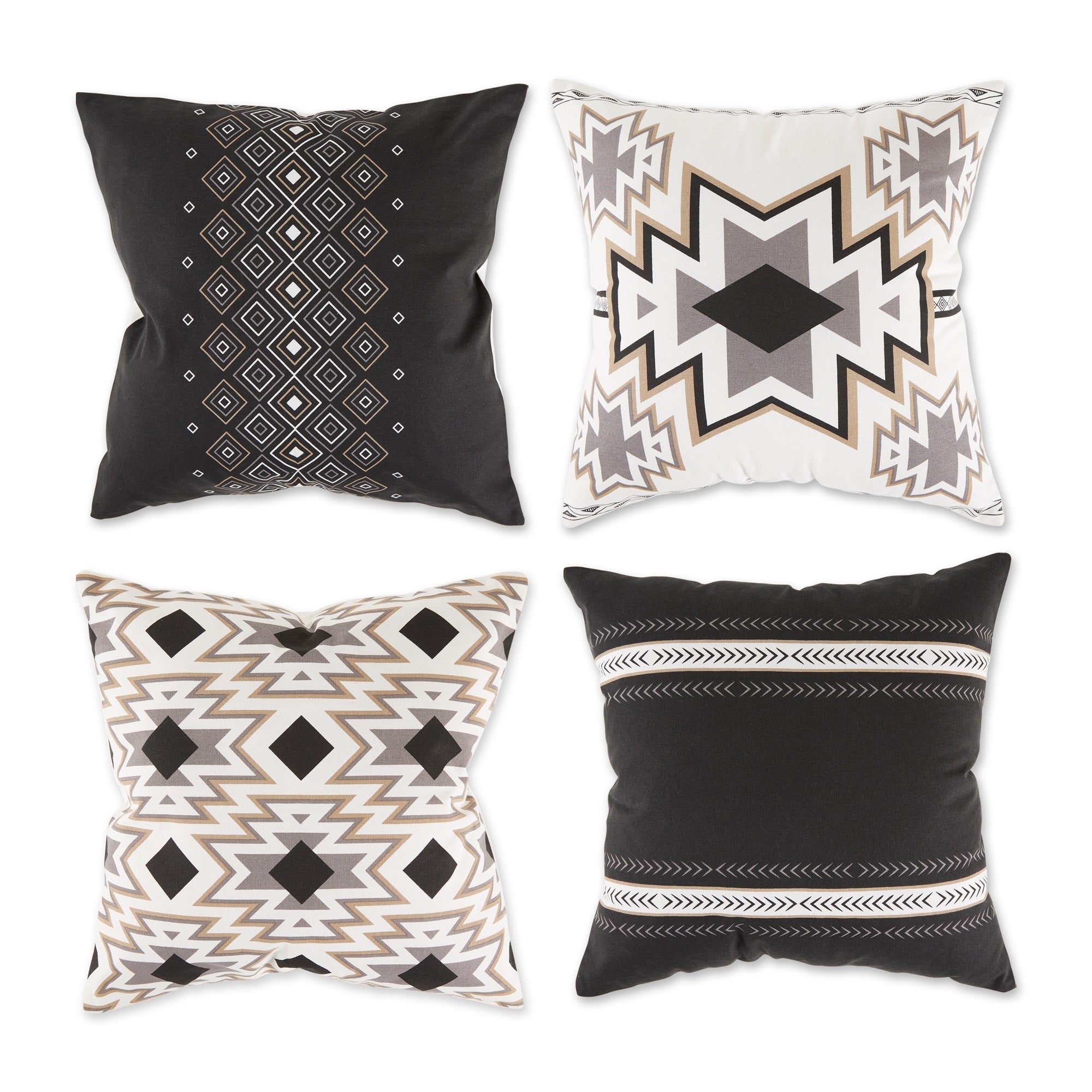 Dii Black Aztec Print Pillow Cover  (Set Of 4)