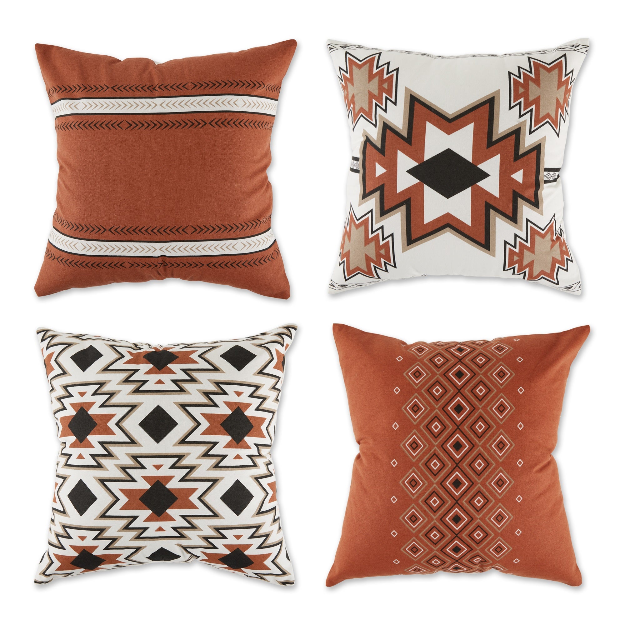 Dii Asst Clay Aztec Print Pillow Cover  (Set Of 4)