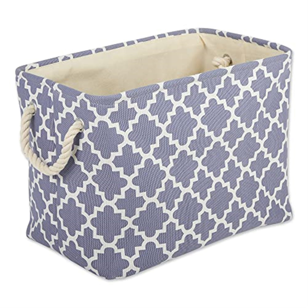 DII Polyester Bin Lattice Stonewash Blue Rectangle Medium