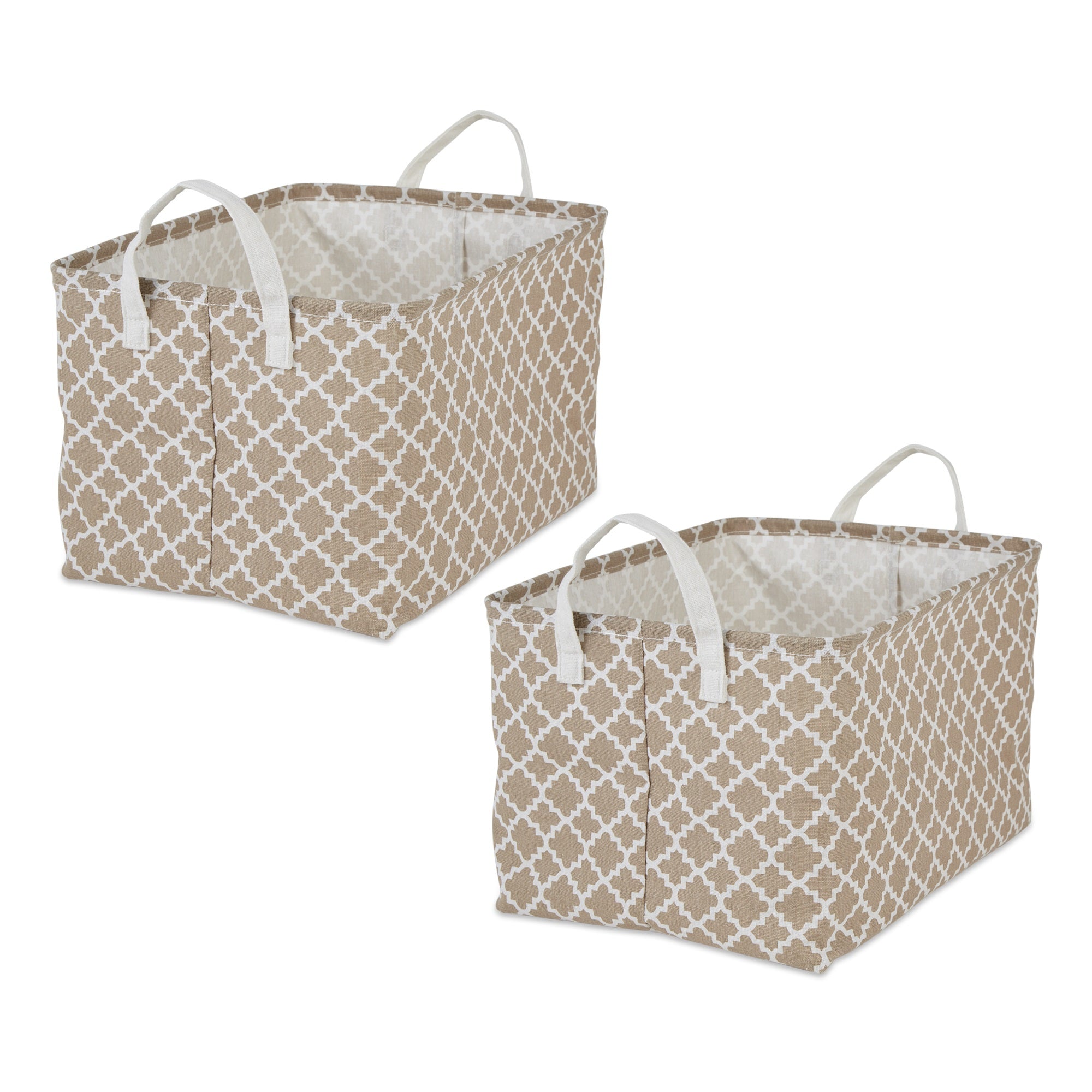 DII PE-Coated Cotton Polyester Laundry Bin Lattice Stone Rectangle Extra Large 12.5x17.5x10.5 (Set of 2)
