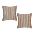 Leather Brown Chambray Stripe Recycled Cotton Pillow Cover 18X18 Set/2