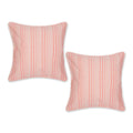 Coral Chambray Stripe Recycled Cotton Pillow Cover 18X18 Set/2