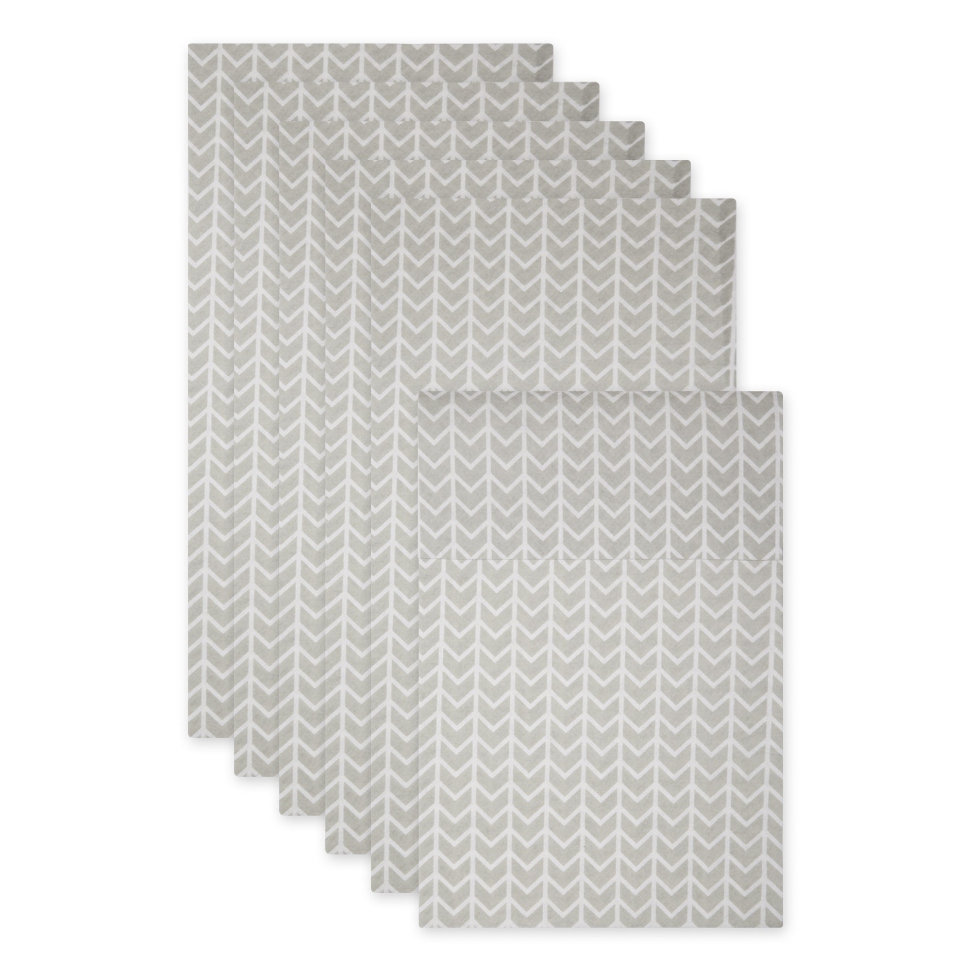 COOL GRAY HERRINGBONE PRINT FRIDGE LINER SET/6