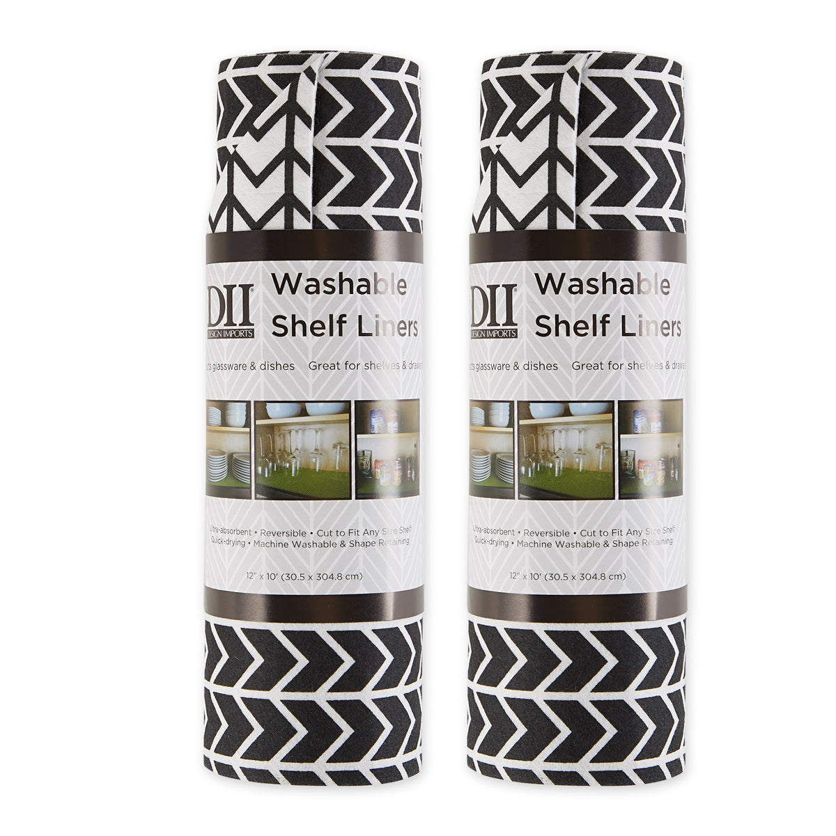 BLACK HERRINGBONE SHELF LINER SET/2
