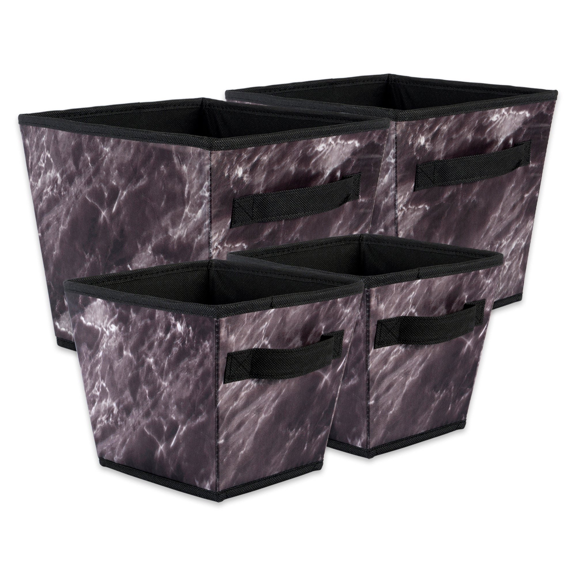 DII Polyester Laundry Bin Marble Black Trapezoid Assorted (Set of 4)