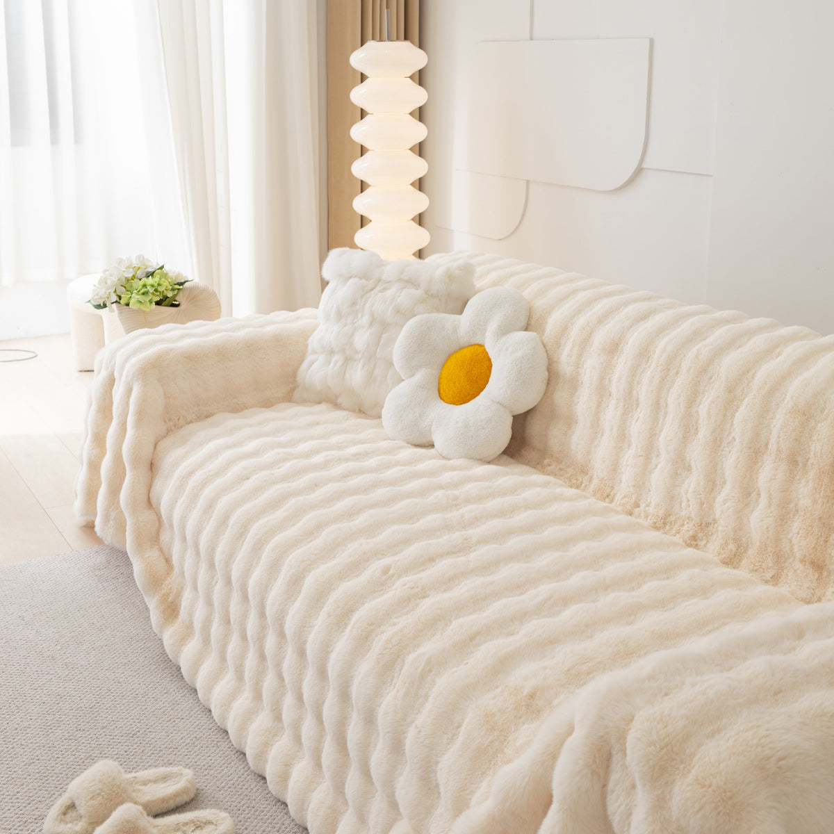 Faux Rabbit Fur Throws for Sofas, Stylish Throw Blankets for Couch and Couch Throw Cover