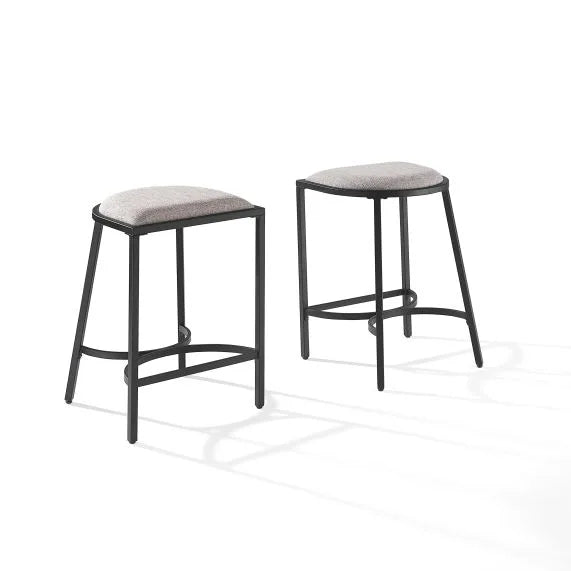 Cf502624Mbgy Ellery 2Pc Counter Stool Set  Modern & Glamorous Design, Backless & Spacesaving, Cushioned Seat, Steel Frame, Gr