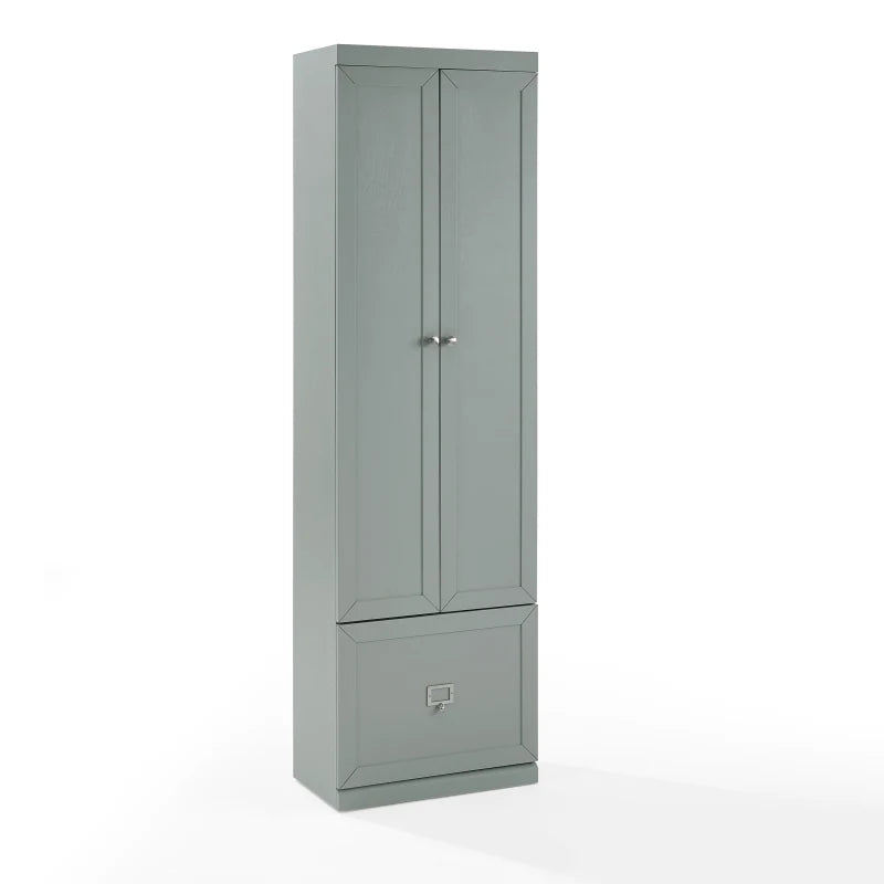 Cf6026Gy Harper Convertible Pantry Closet In Gray  Versatile Storage Solution With Adjustable Shelves, Hanging Storage, And Di